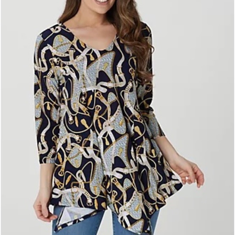 ‘Attitudes by Renee’ Como Jersey Top with Front Slits (Plus)